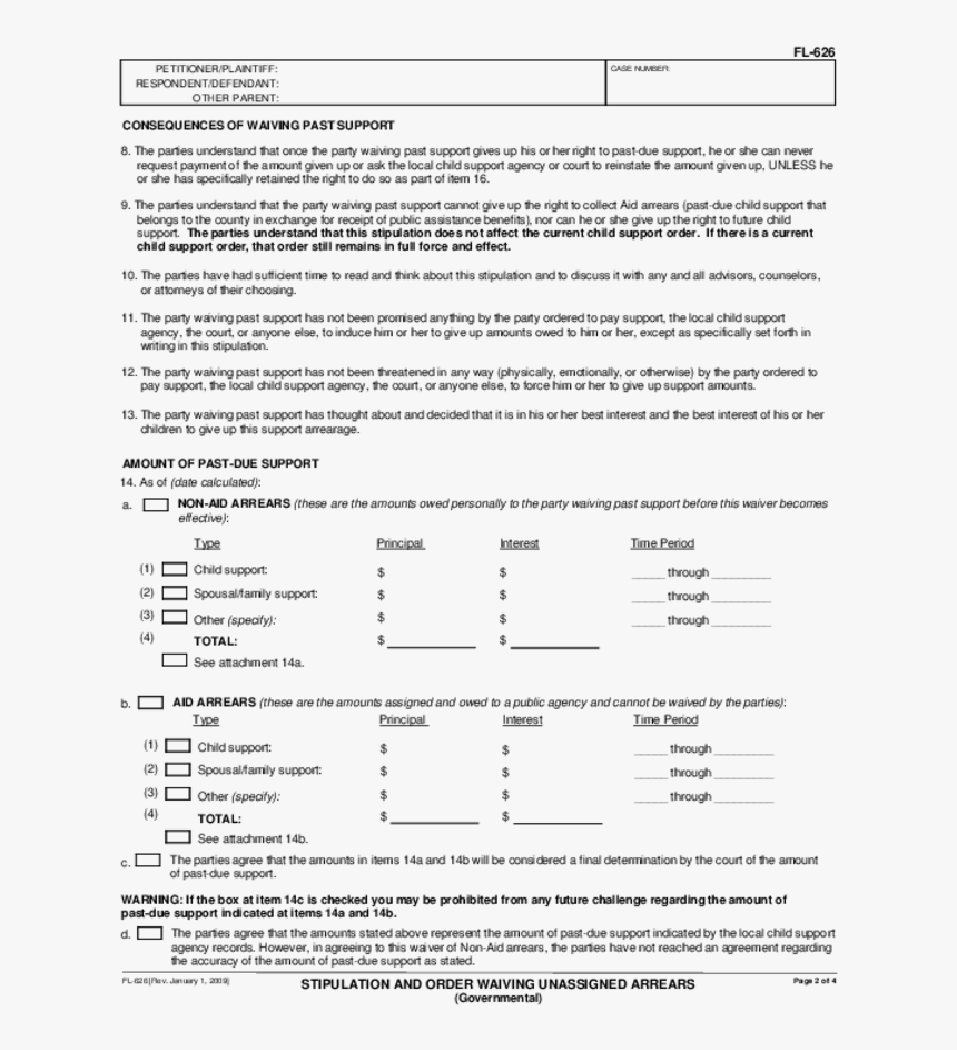 Fl-626 Stipulation And Order Waiving Unassigned Arrears - Presbyopia, HD Png Download, Free Download