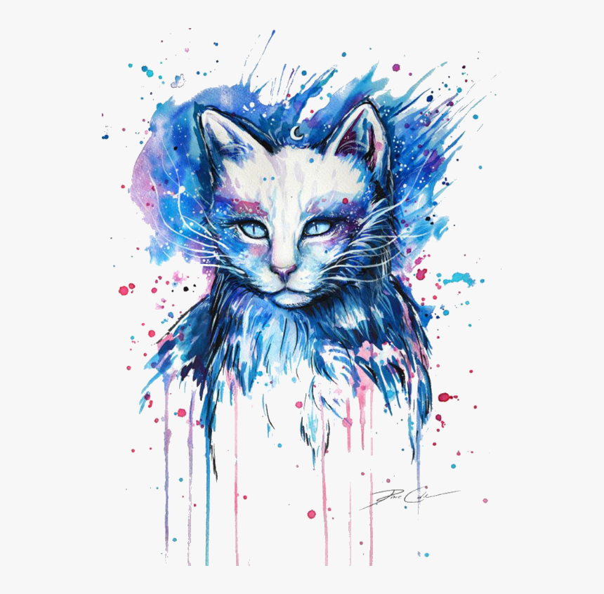 Pinturas De Gatos En Acuarela , Png Download - Cat Drawing Painting, Transparent Png, Free Download