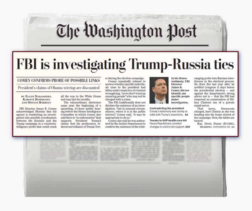 Washington Post Trump Russia Front Page, HD Png Download, Free Download