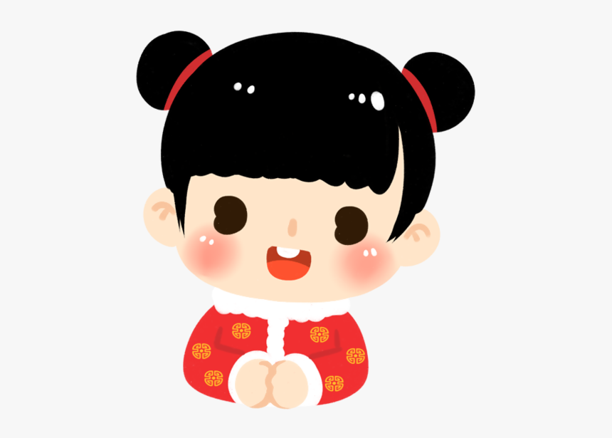 Transparent Bainian Chinese New Year Cartoon Stuffed - 女 可愛 娃娃 圖案, HD Png Download, Free Download