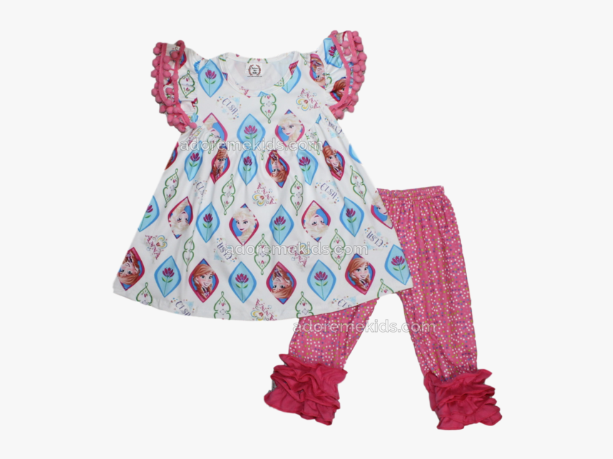 Frozen Girls Boutique Ruffle Outfit With Anna And Elsa - Pattern, HD Png Download, Free Download