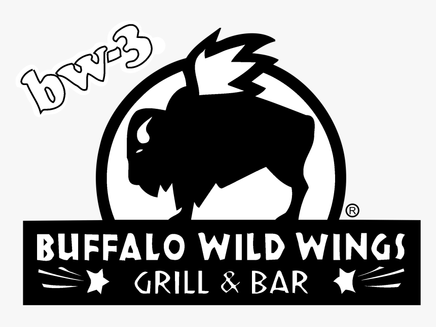 Buffalo Wild Wings Logo Black And White - Buffalo Wild Wings Grill & Bar Logo, HD Png Download, Free Download
