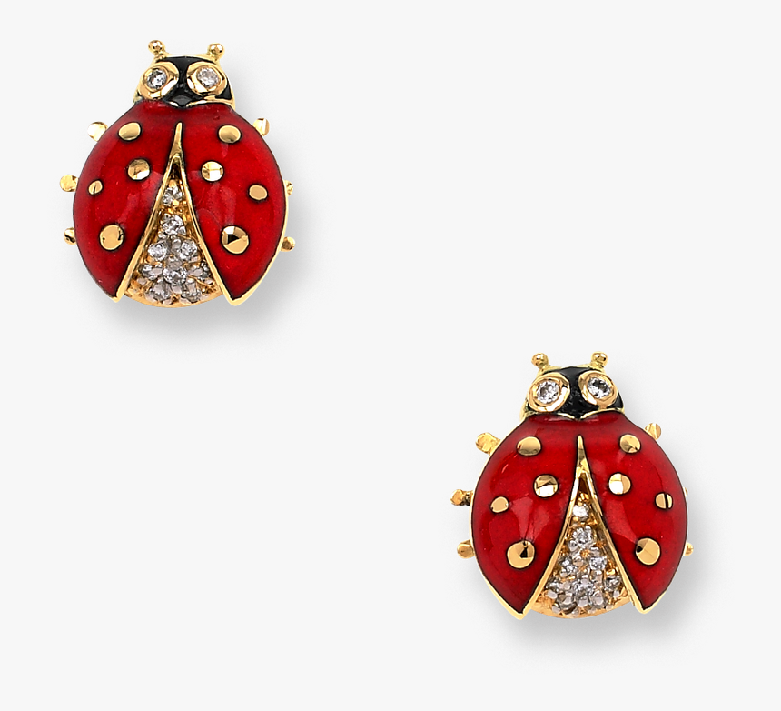 Nicole Barr Designs 18 Karat Gold Ladybug Stud Earrings-red - Ladybird Earrings, HD Png Download, Free Download