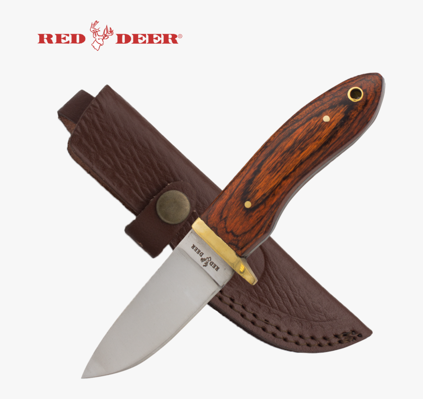 5inch Red Deer Red Natural Wood Handle Hunting Knife - Wooden Handle Hunting Knife, HD Png Download, Free Download