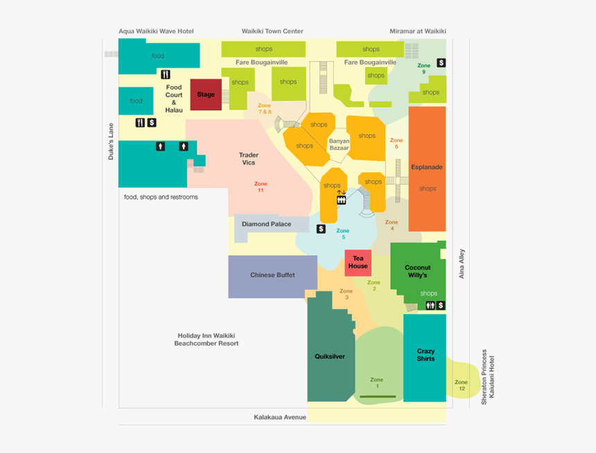 International Marketplace Waikiki Map, HD Png Download, Free Download
