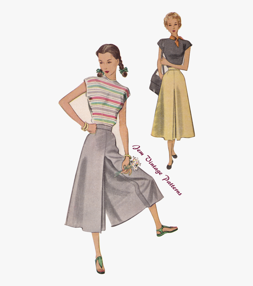 1940's Culotte Sewing Pattern, HD Png Download, Free Download