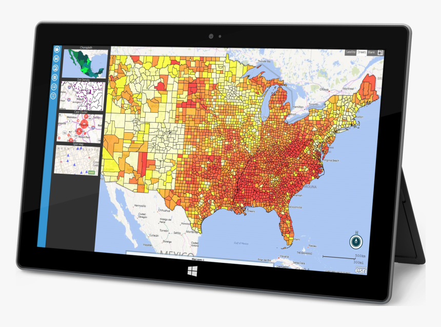 Epi Info™ Map Module Shown Running On Windows Surface - Epi Info Maps, HD Png Download, Free Download