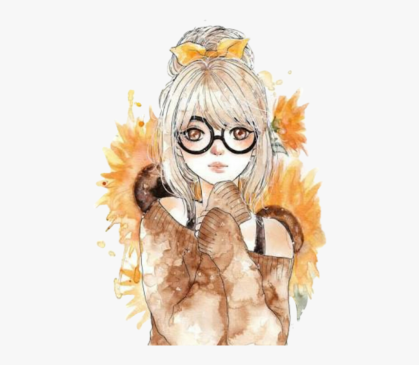 Sunflower Girl Tumblr Drawing , Png Download - Girl With Sunflower, Transparent Png, Free Download
