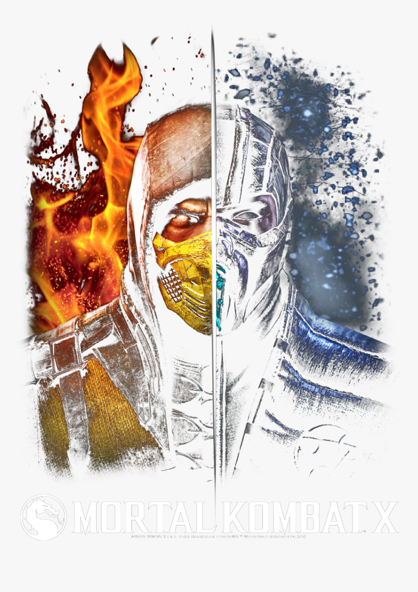 Mortal Kombat Fire And Ice Men"s V Neck T Shirt , Png - Illustration, Transparent Png, Free Download