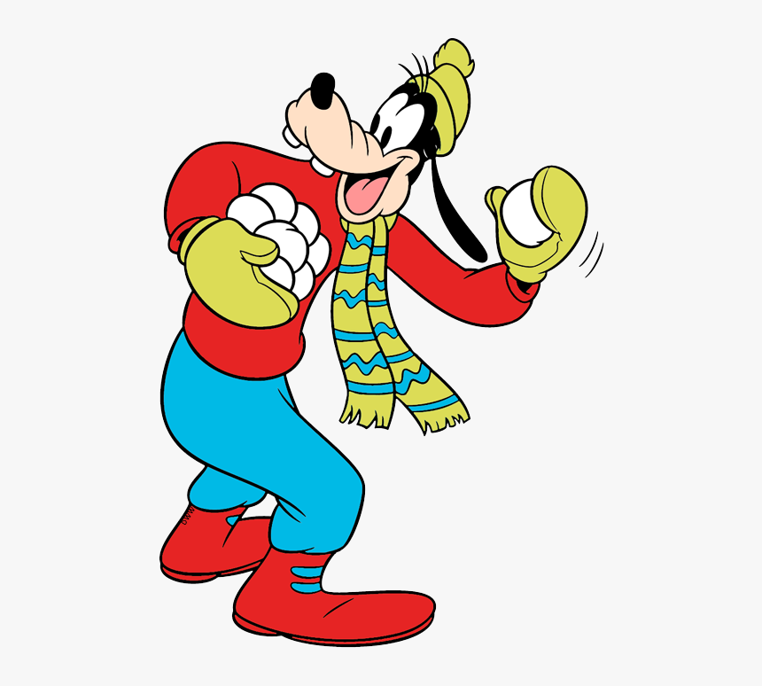 Mickey Snowman Baby Goofy Goofy Throwing A Snowball - Disney Clipart Winter, HD Png Download, Free Download