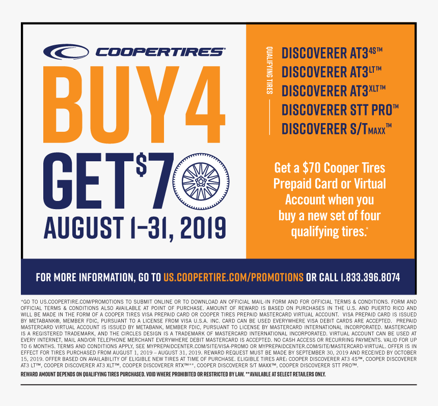 Us Cooper Tire Promotions, HD Png Download kindpng
