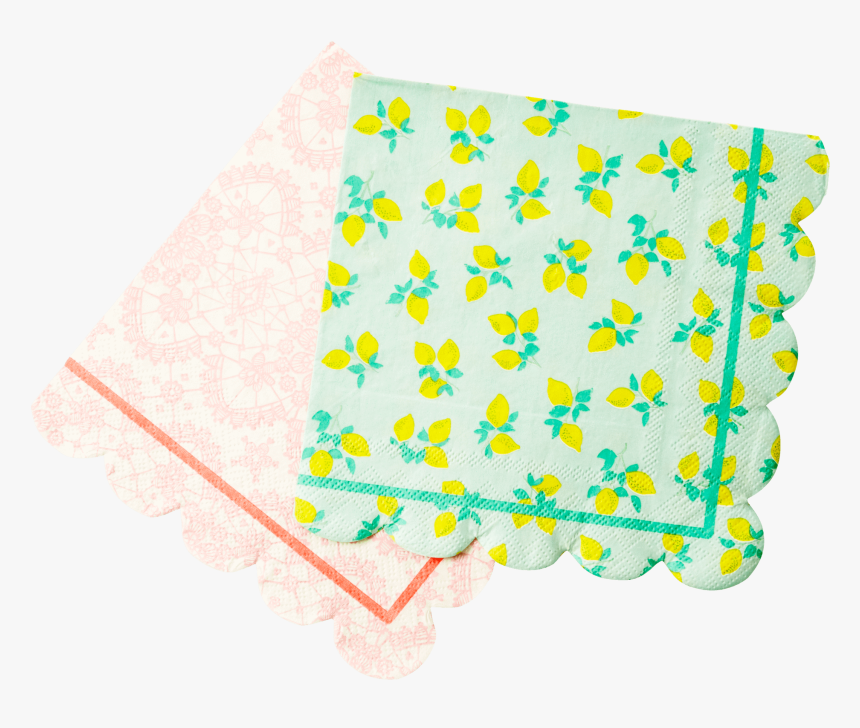 20 Paper Napkins With Scallop Edge In 2 Assorted Prints - Motif, HD Png Download, Free Download