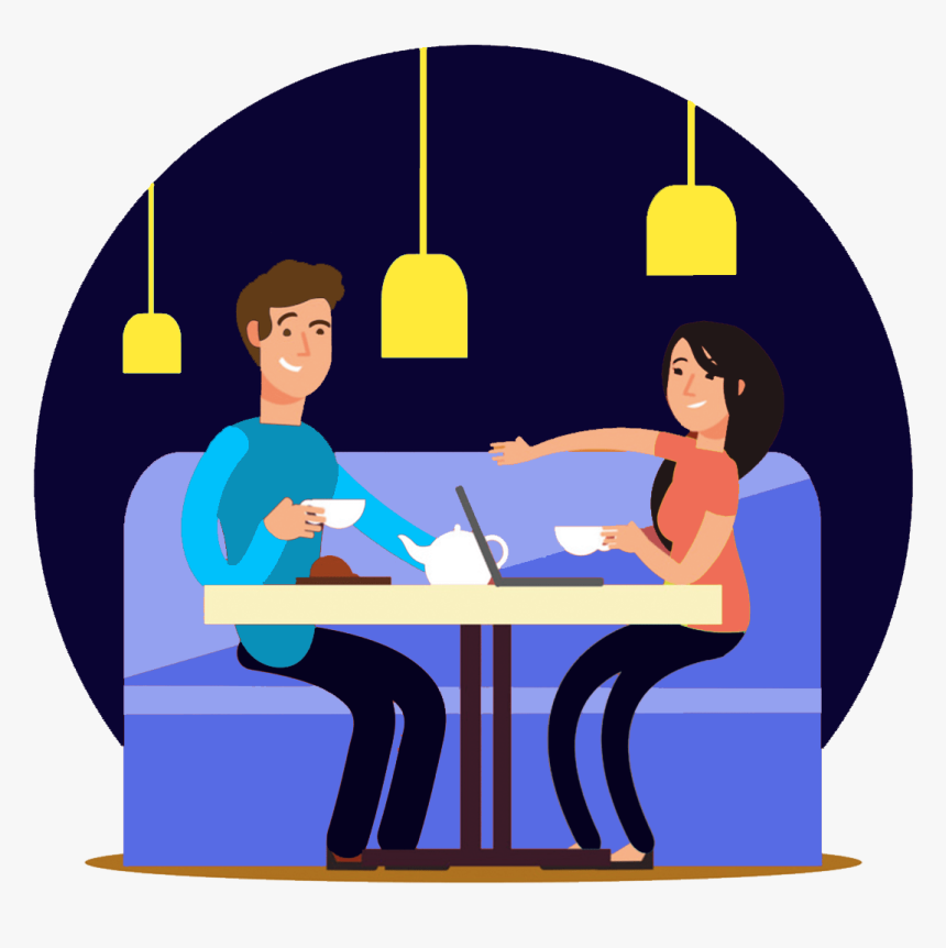 Coffee Shop Couple Illustration , Png Download - Couple In Coffee Shop Vector, Transparent Png, Free Download