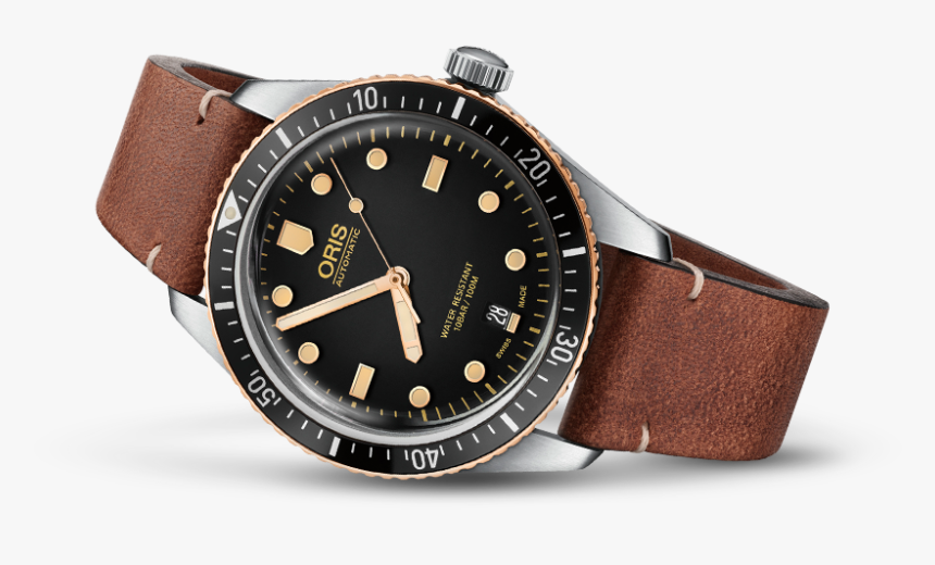 Oris Divers Sixty-five Bronze Bezel/leather, HD Png Download, Free Download