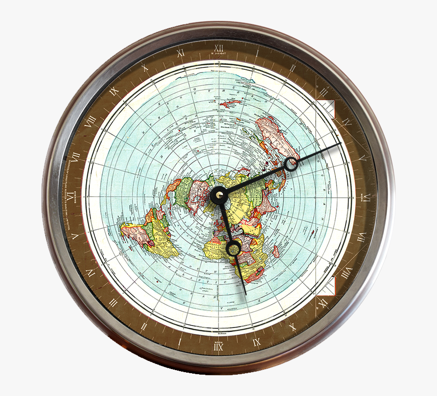 5″ Flat Earth Map 24 Hour Wall Clock, Gleason Map Flat - Circle, HD Png Download, Free Download