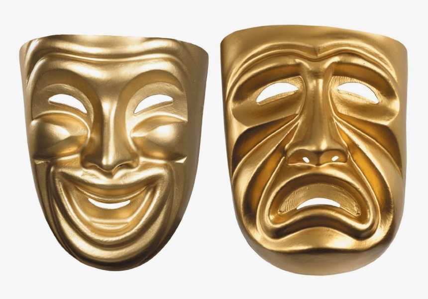 Smile-cry - Comedy And Tragedy Masks Gold, HD Png Download, Free Download