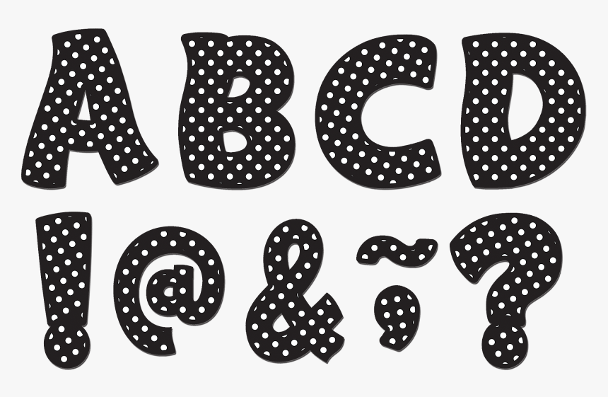 Black Polka Dots Funtastic Font - Polka Dot Letter Black And White, HD Png Download, Free Download