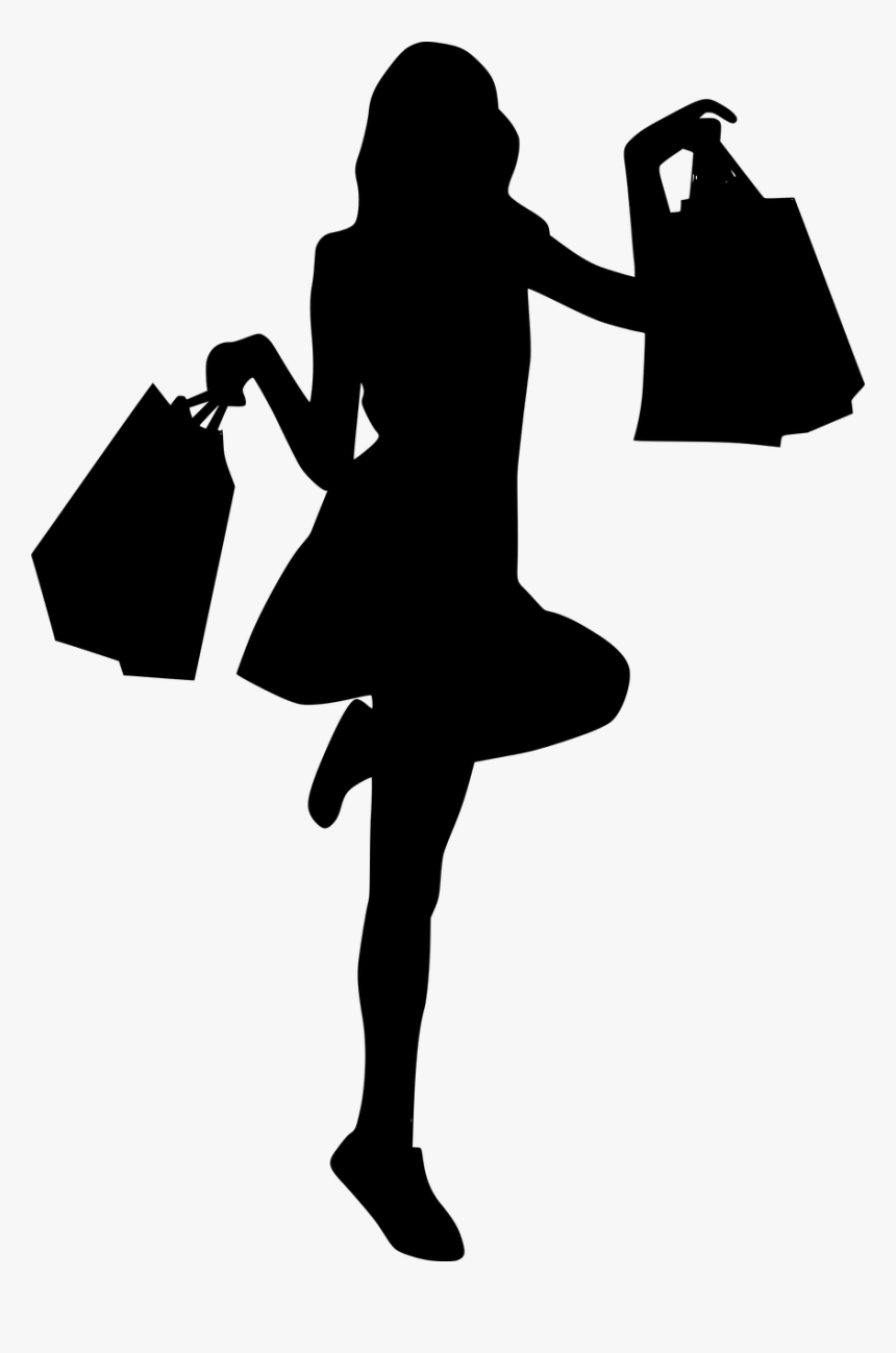 Girl With Shopping Bag Silhouette, HD Png Download, Free Download