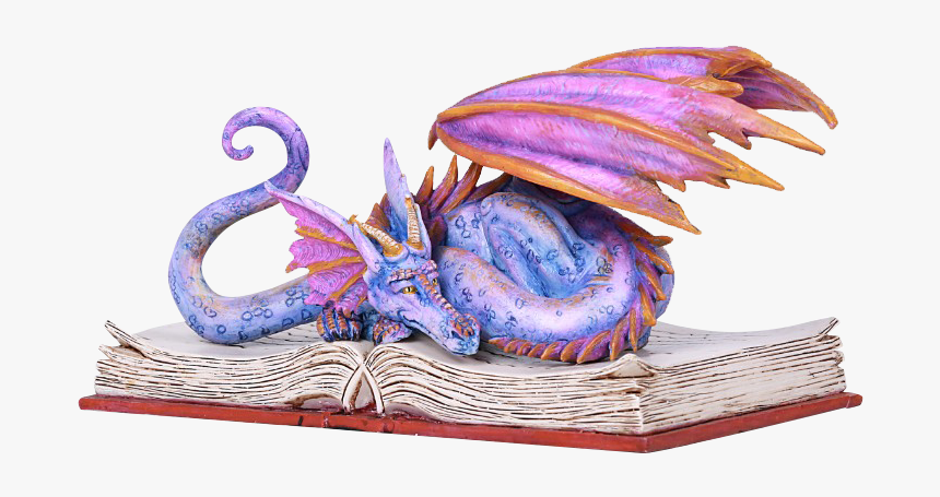 Book Wyrm Dragon Statue - Purple Dragon Reading A Book, HD Png Download, Free Download