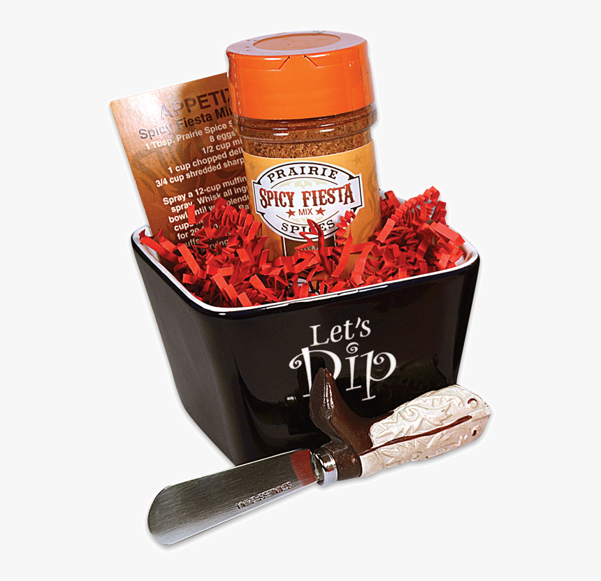 Spicy Fiesta Dip Set In A Bowl, With A Dip Spreader - Gift Basket, HD Png Download, Free Download