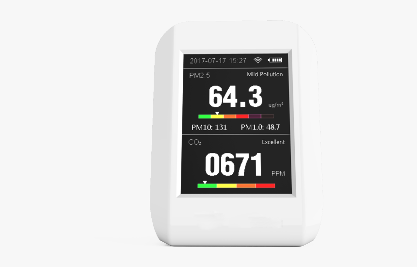 Air Pollution Co2 Meter Dust Particle Counter Carbon - Radio Clock, HD Png Download, Free Download