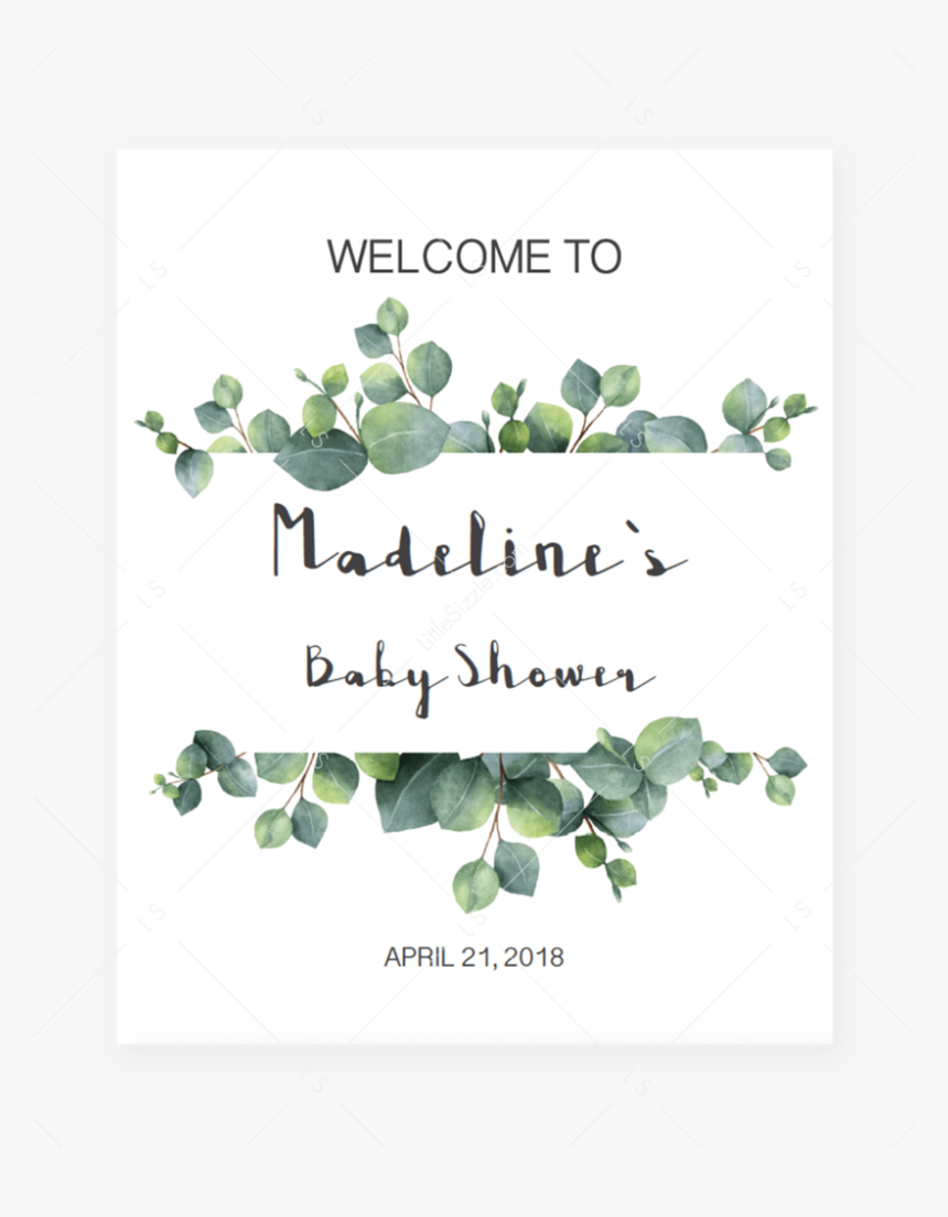 Eucalyptus Baby Shower Welcome Sign By Littlesizzle"
 - Chic Eucalyptus Wedding Invitations, HD Png Download, Free Download