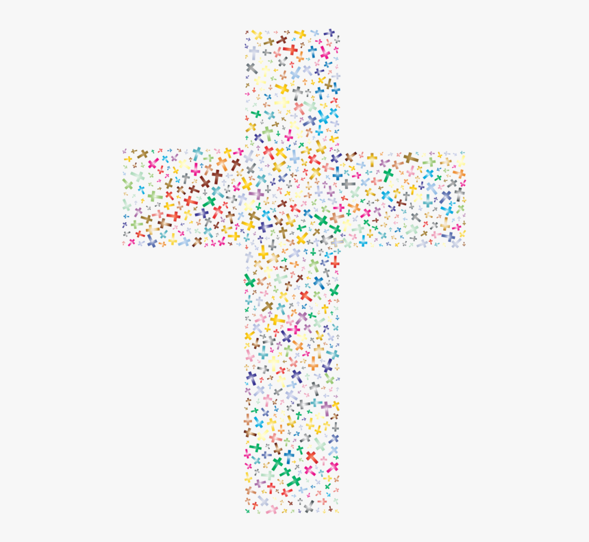 Symmetry,text,symbol - Clipart Colourful Cross, HD Png Download, Free Download