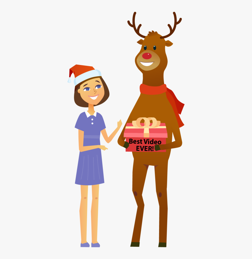 Female Santa And Rudolph, HD Png Download, Free Download