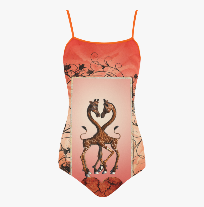 Giraffe In Love Strap Swimsuit - Maillot, HD Png Download, Free Download