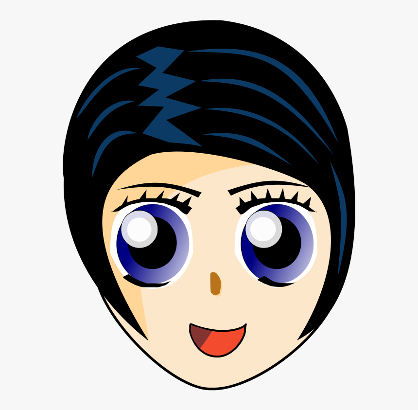 Free Vector Manga Girl Dirk Struve - Black Hair Blue Eyes Cartoon, HD Png Download, Free Download