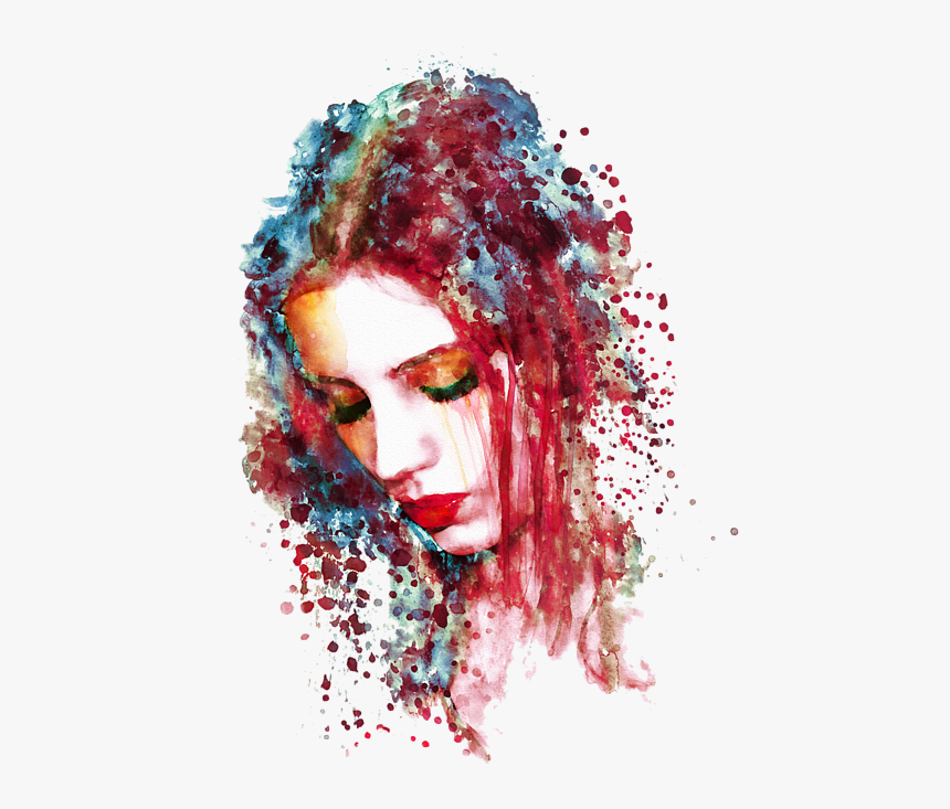 Sad Girl Watercolor Art, HD Png Download, Free Download