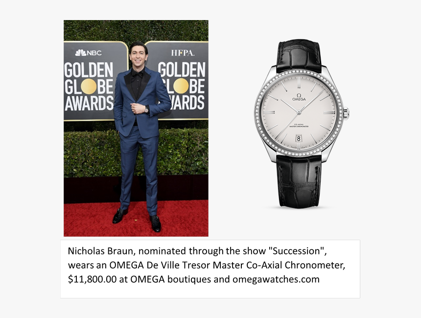 Nicholas Braun, Omega De Ville Tresor Master Co-axial - Kate Mckinnon Golden Globe 2020, HD Png Download, Free Download