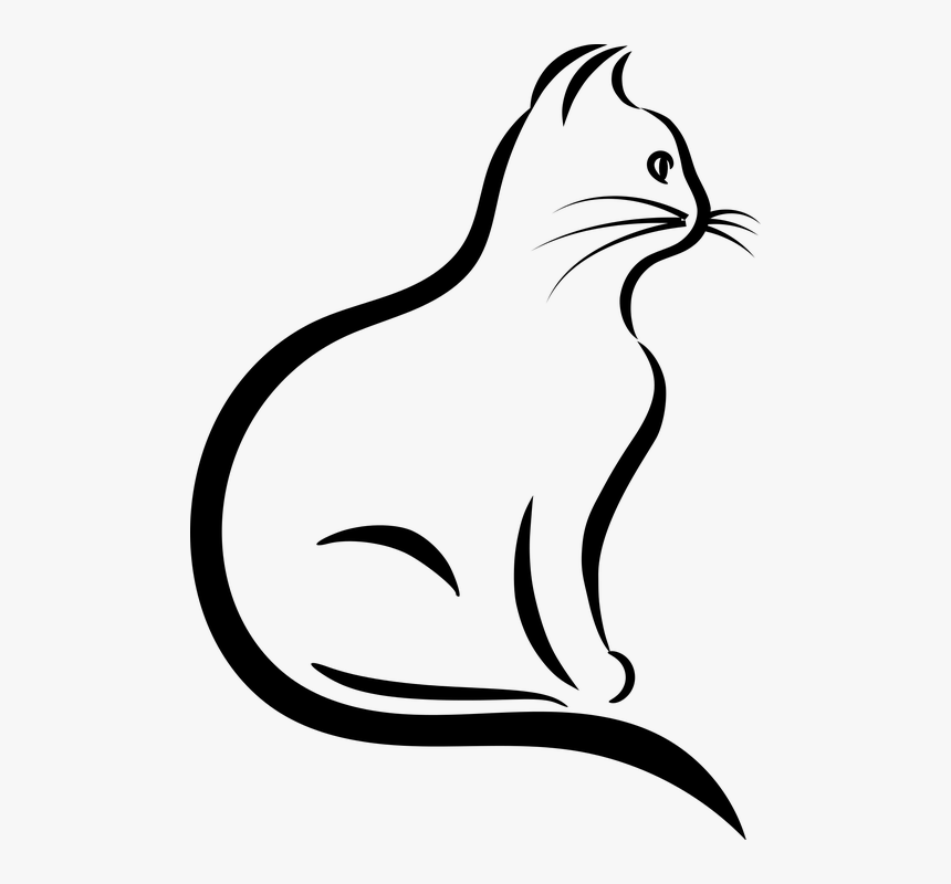 Black Cat Line Silhouette, HD Png Download, Free Download