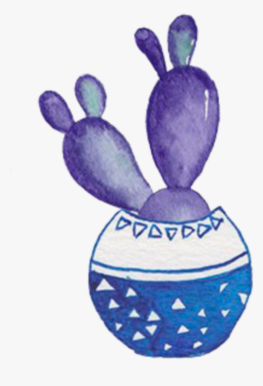 #ftestickers #watercolor #cactus #potted #cute - Cactus Drawing In A Pot, HD Png Download, Free Download