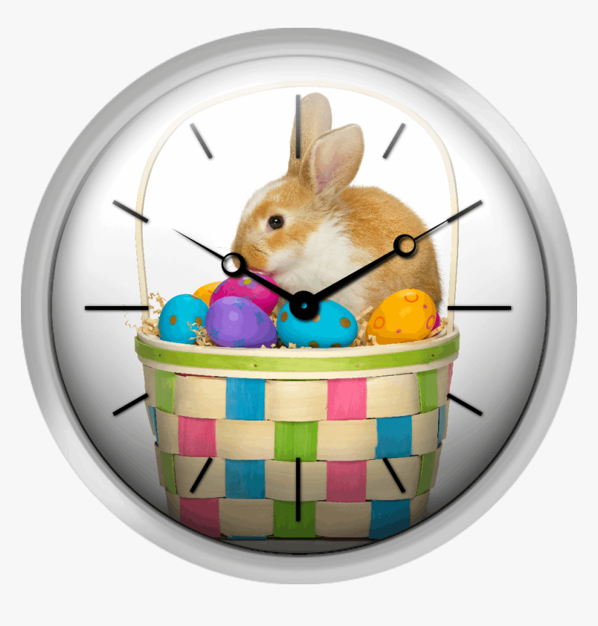 Easter Bunny In A Basket With Coloured Eggs - Easter Bunny, HD Png Download, Free Download