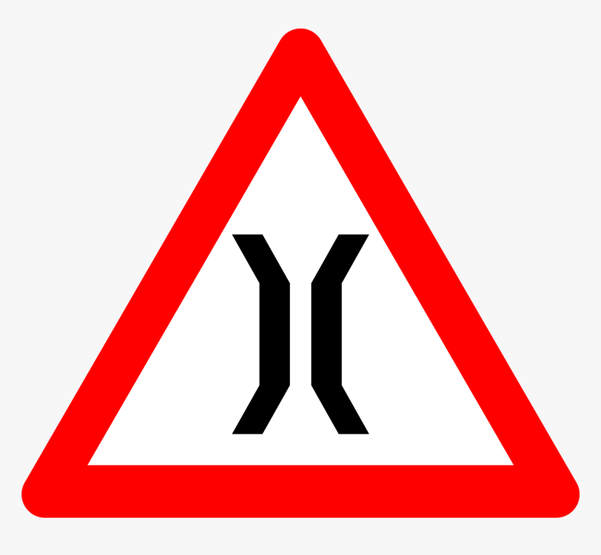 Traffic Sign Narrow Road Ahead, HD Png Download, Free Download