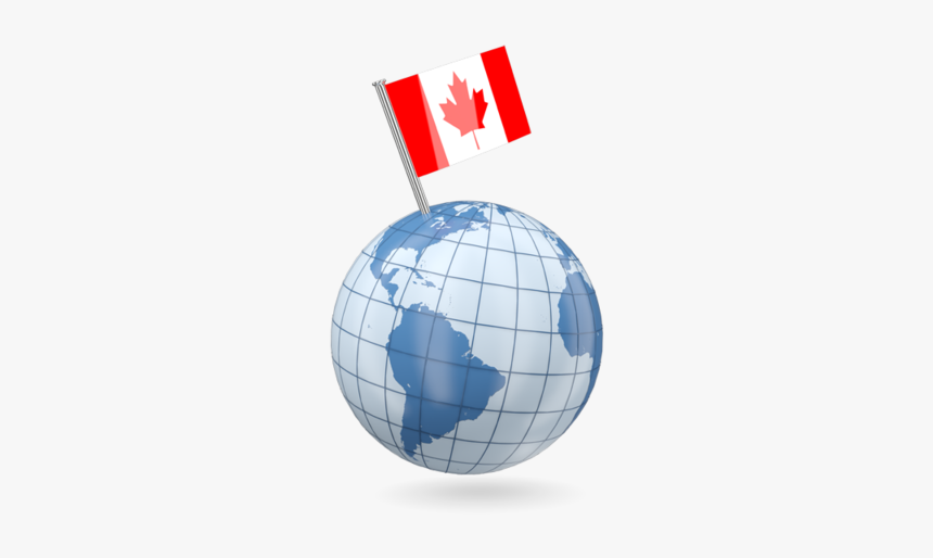 Earth With Flag Pin - Earth With Canada Flag, HD Png Download, Free Download