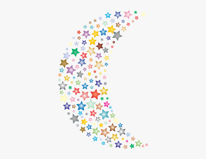 Moon With Colorful Stars - Circle, HD Png Download, Free Download