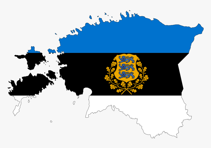 Estonia Map Flag With Stroke And Coat Of Arms - Estonia Flag And Map, HD Png Download, Free Download
