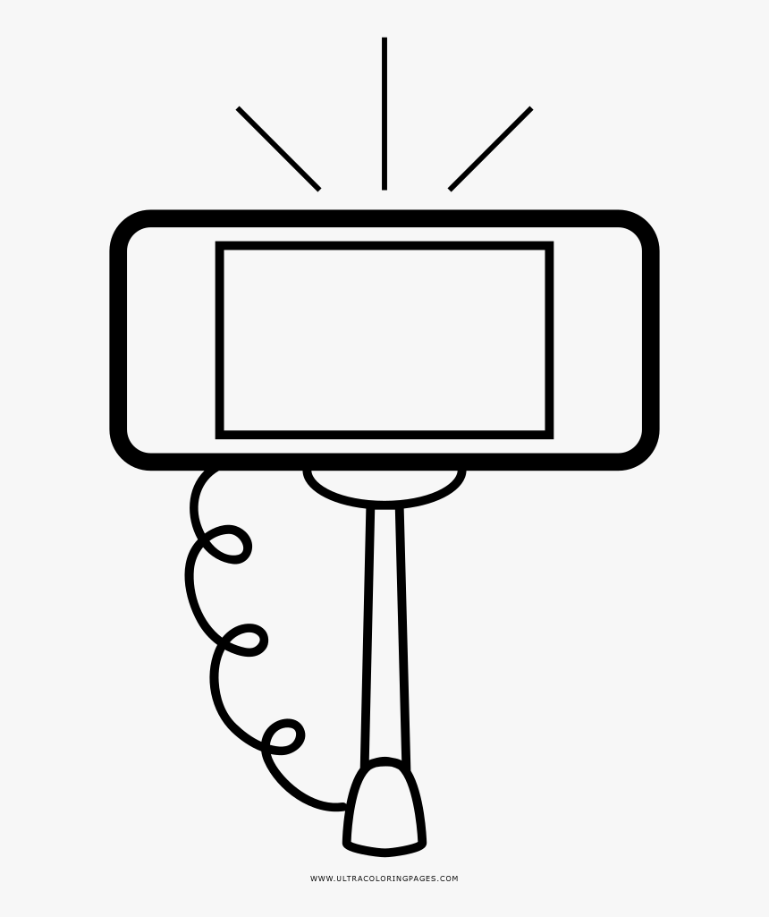 Selfie Stick Coloring Page - Line Art, HD Png Download, Free Download