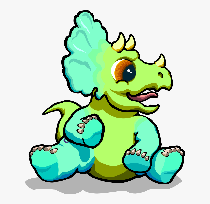 Green Baby Dino Vector Image - Triceratops Baby Clipart, HD Png Download, Free Download