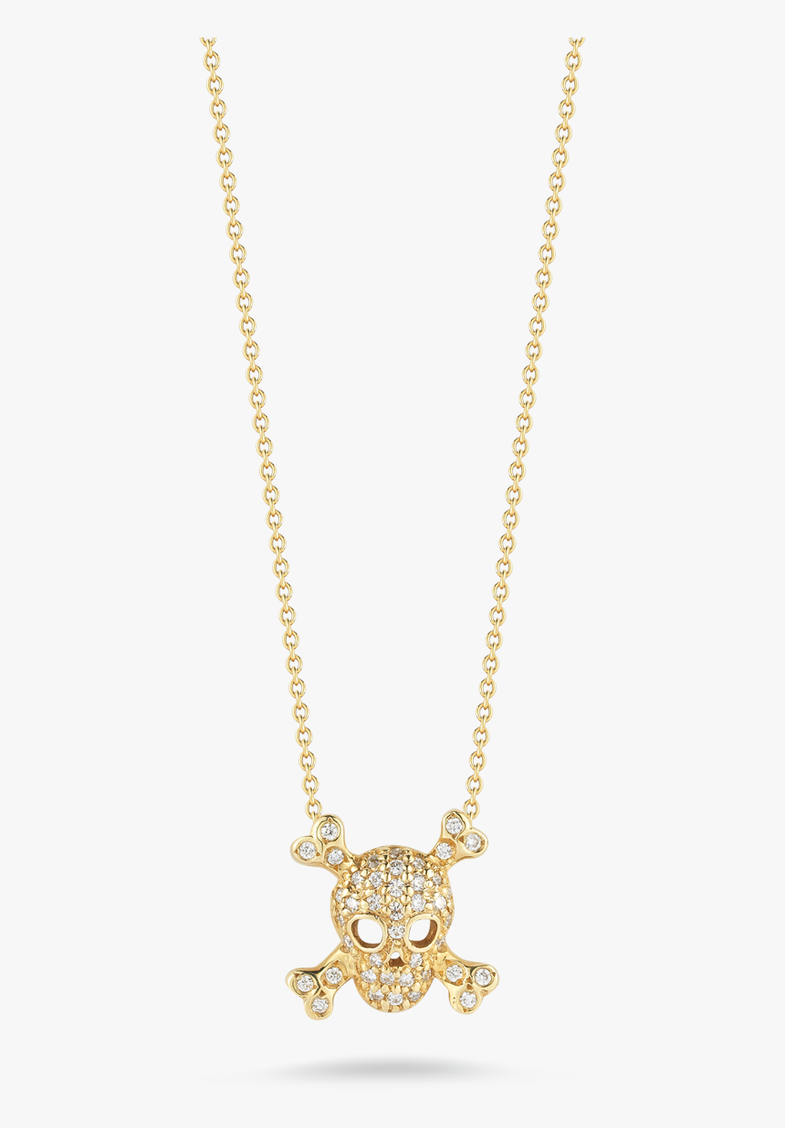 18k Yellow Gold Skull & Crossbones Pendant With Diamonds - Pendant, HD Png Download, Free Download