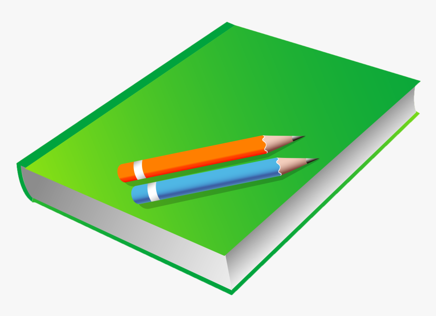 Green Drawing Pencil - Book And Pencils, HD Png Download, Free Download