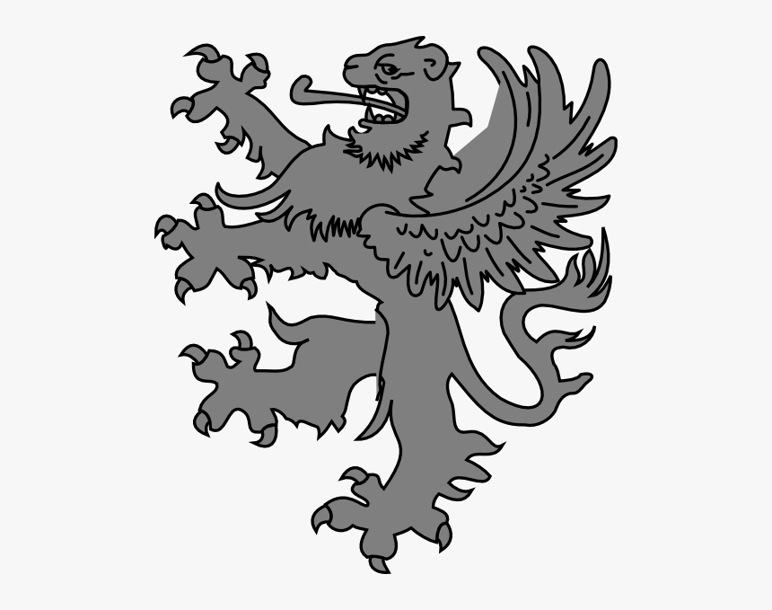 Grey Lion Clip Art At Clker - Winged Lion Png, Transparent Png, Free Download