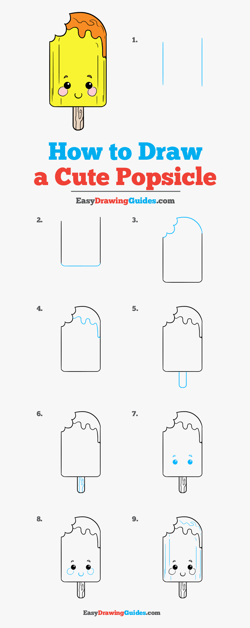 Easy Drawings Step By Step Popsicle, HD Png Download, Free Download