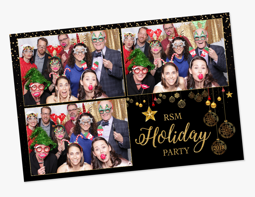 Company Christmas Party Photo Booth Template With Gold - Collage, HD Png Download, Free Download