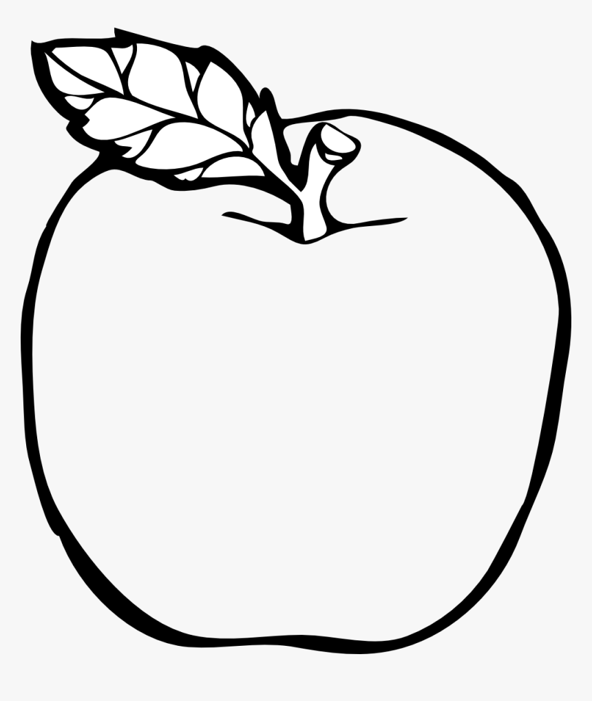 Apple Leaf Png Black And White - Colouring Picture Of Apple, Transparent Png, Free Download