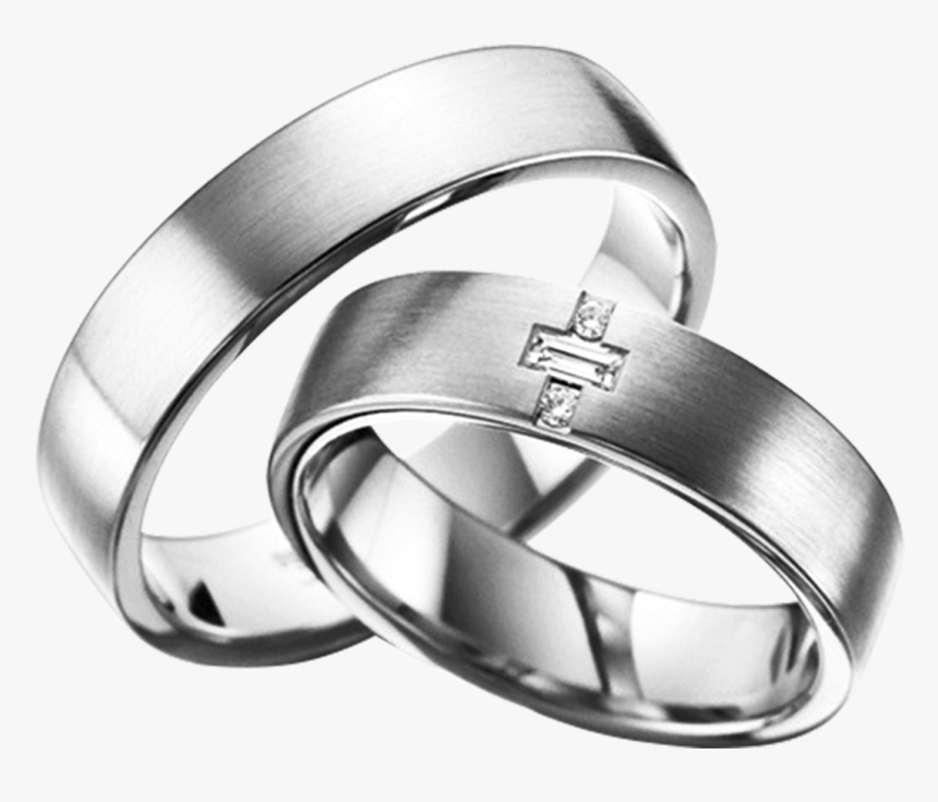 Anillos De Matrimonio De Oro Blanco - Anillos De Boda Con Cruz, HD Png Download, Free Download