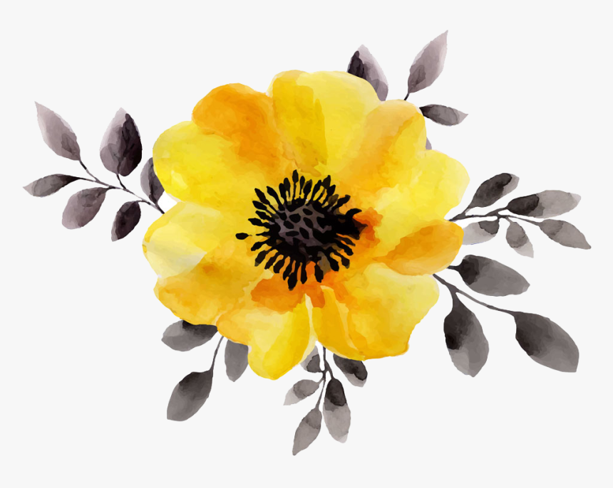 Flower Yellow Watercolor Painting Stock Illustration - Watercolor Yellow Flower Png, Transparent Png, Free Download