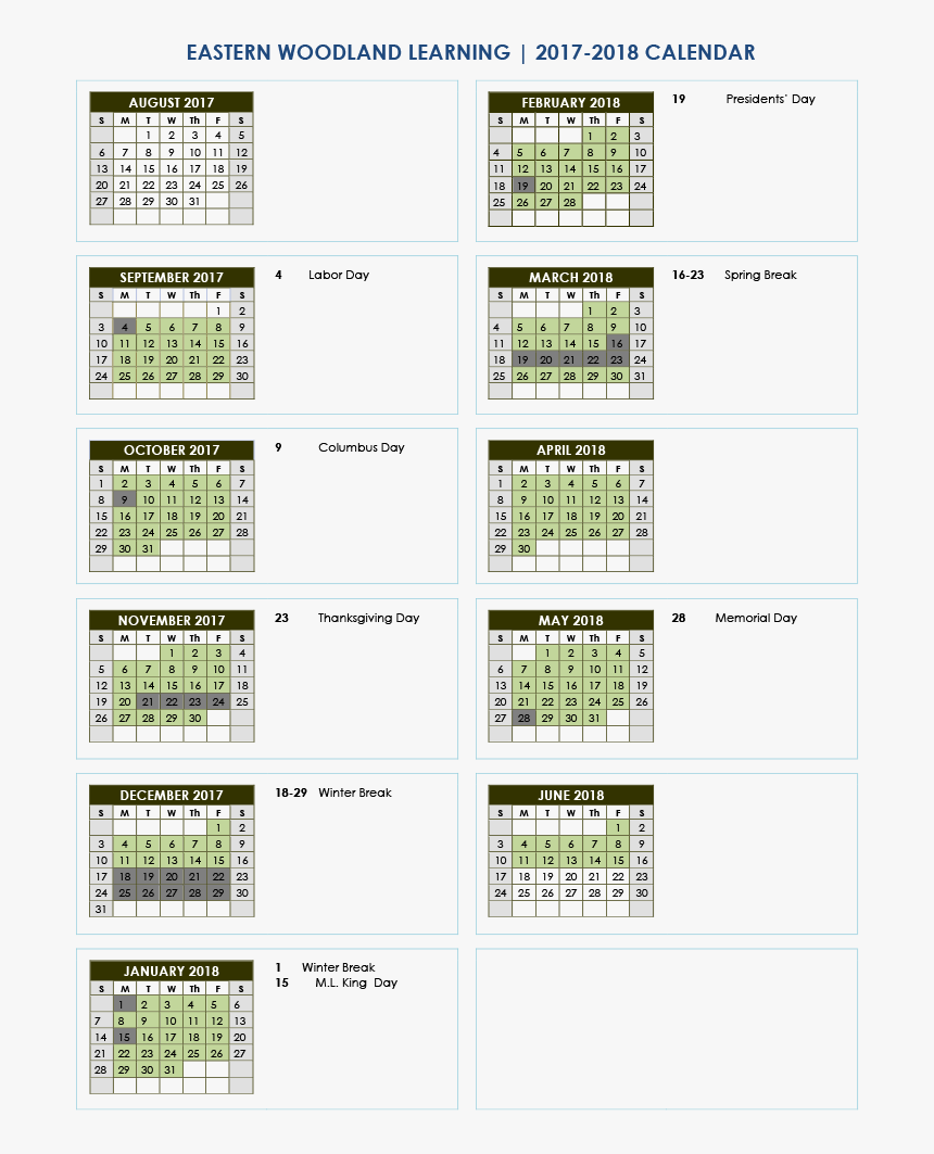 School Calendar 2017-18 - Free Printable 2019 Calendar Vertical, HD Png Download, Free Download